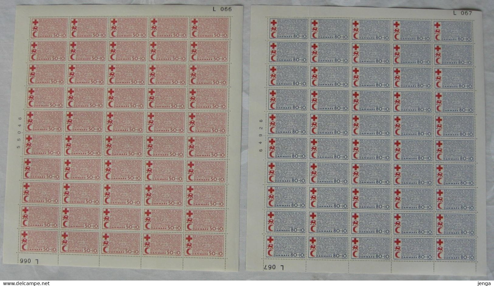 Denmark 1966 Red Cross; Set Of 2 Full Sheet; MNH(**) - Not Folded. - Rotes Kreuz