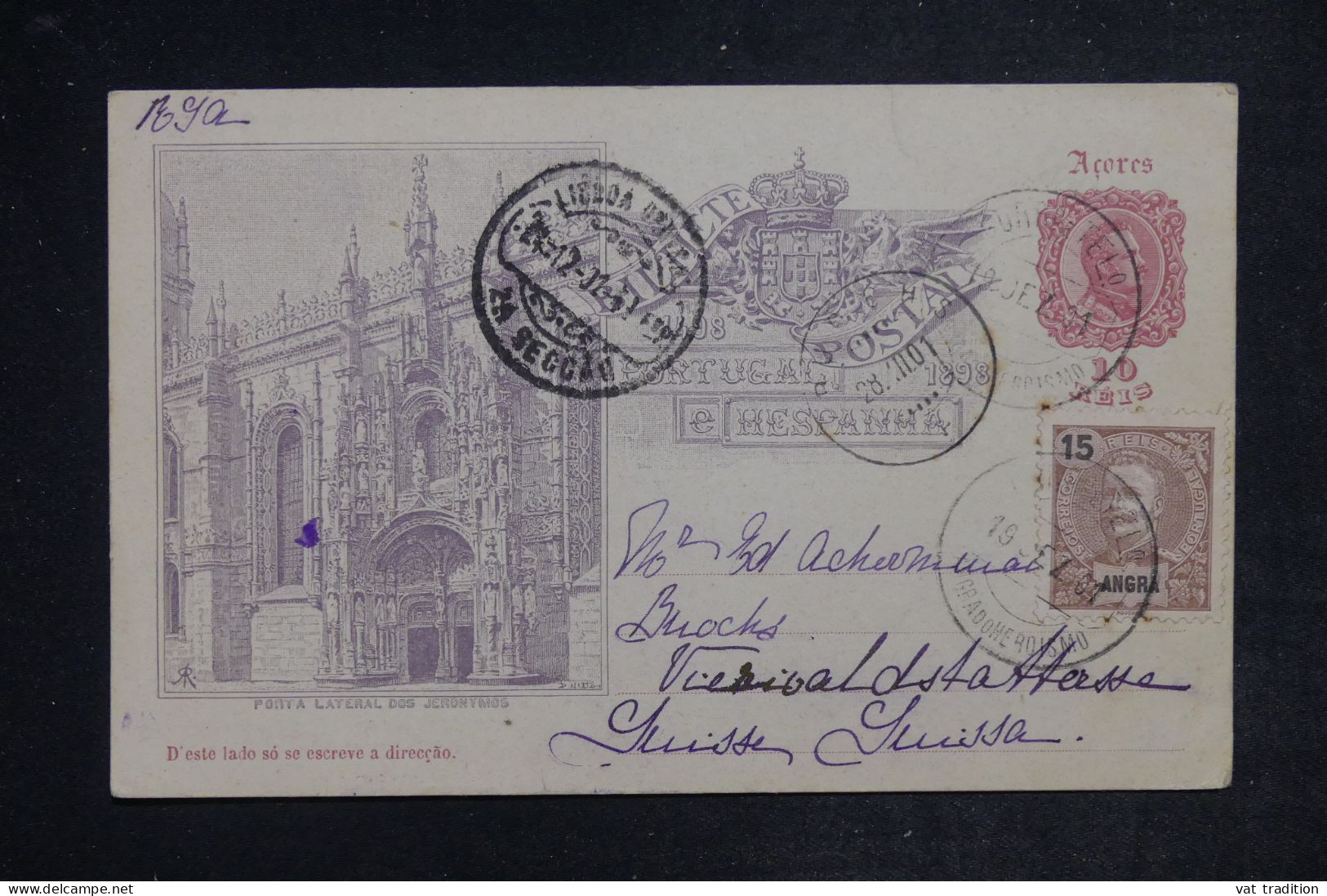 ANGRA  - Entier Postal + Complément Pour La Suisse En 1901  - L 152438 - Angra