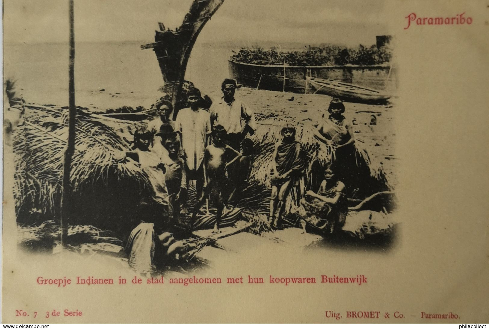 Suriname - Paramaribo // Groepje Indianen In De Stad Aangekomen..... Ca 1900 - Surinam