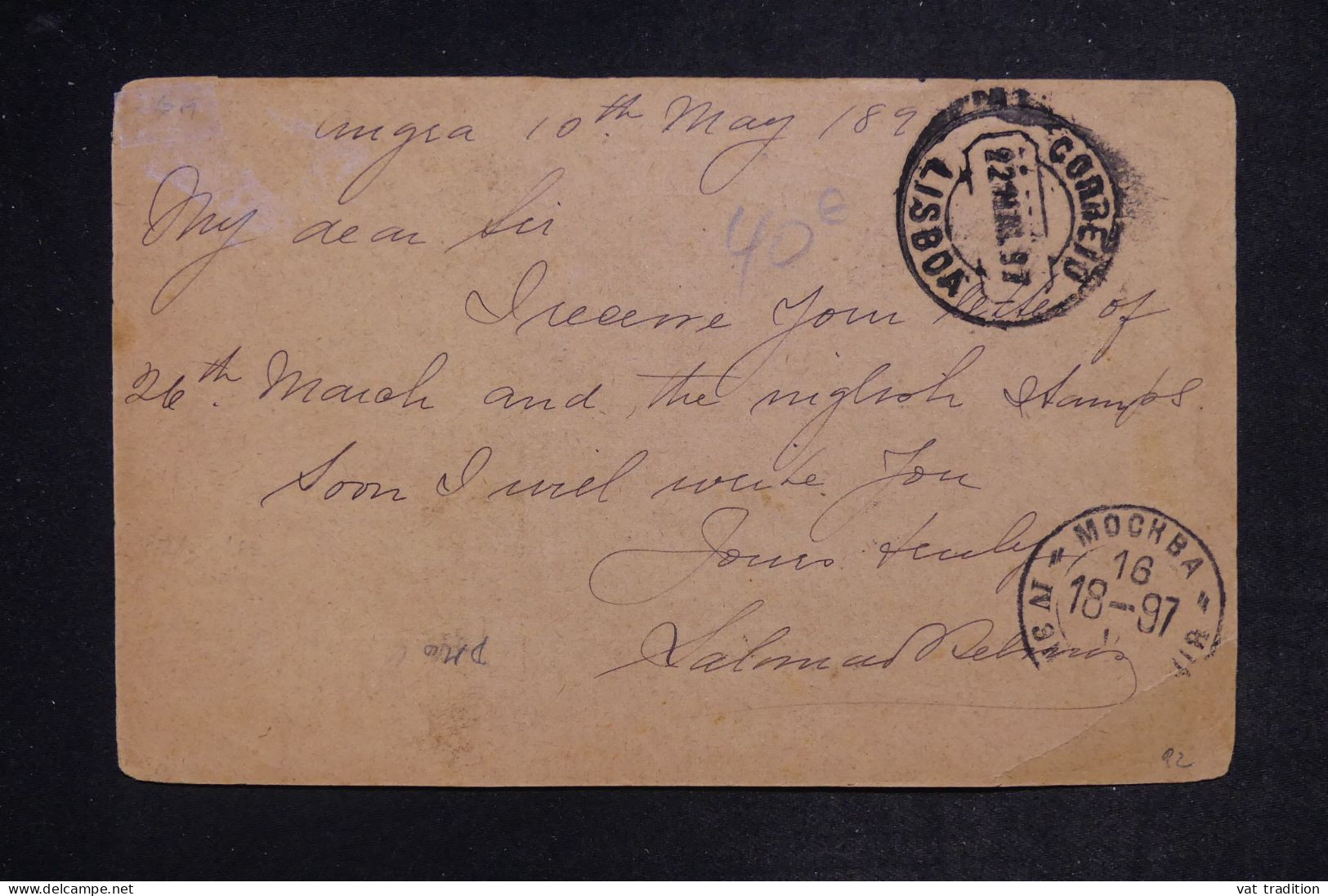 ANGRA  - Entier Postal + Complément Pour Moscou En 1897 - L 152441 - Angra