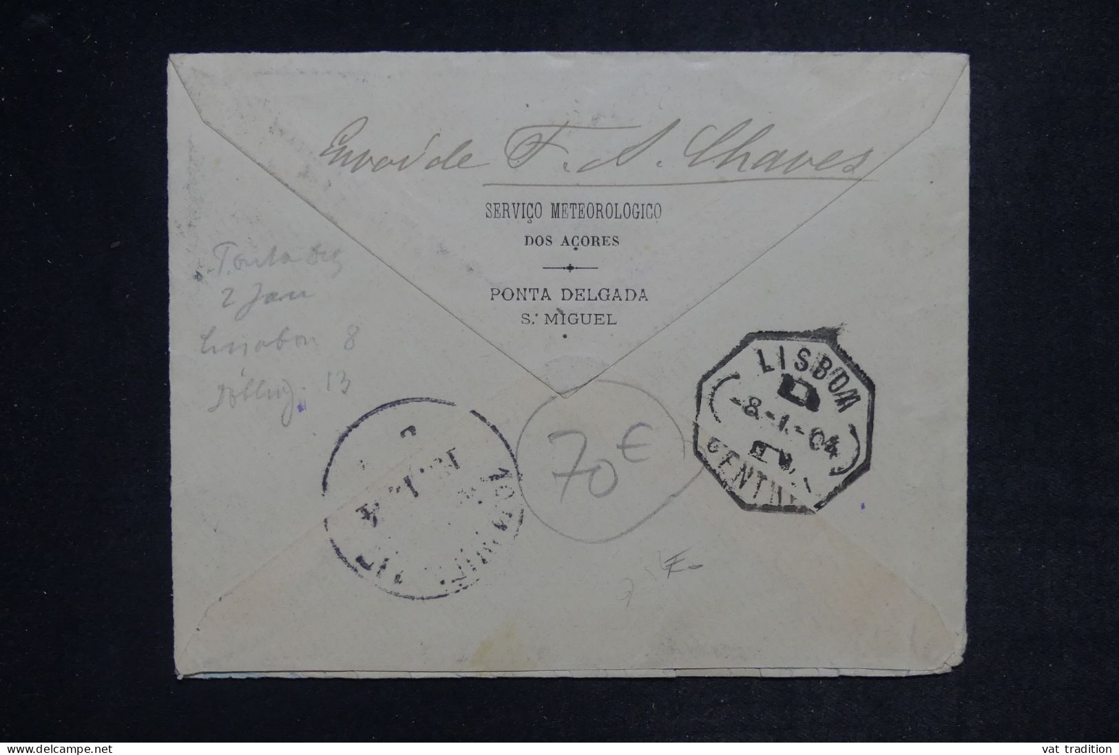 PONTA DELGADA  -  Enveloppe Du Service Météorologique Des Acores De S. Miguel Pour L'Autriche En  1904 - L 152442 - Ponta Delgada