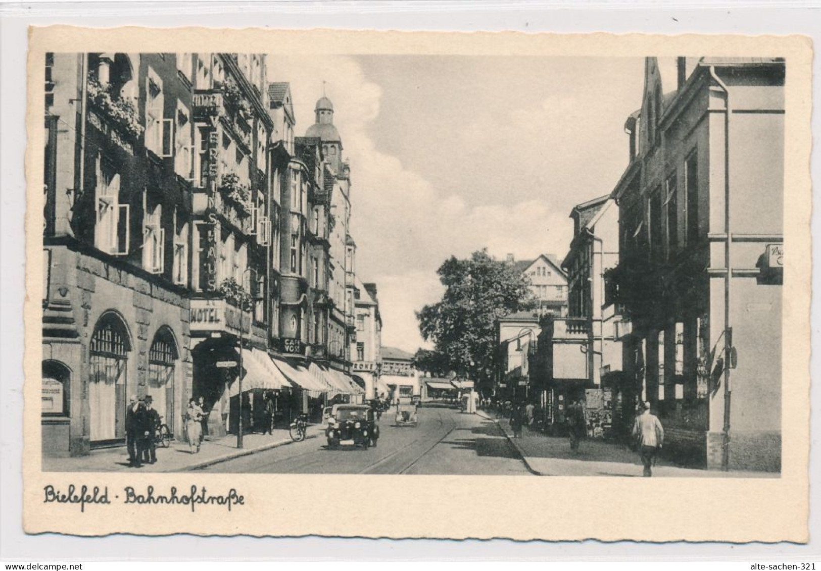 AK 1943 Bahnhofstraße Ecke Zimmerstraße Belebt Hotel Vereinshaus Bielefeld - Bielefeld