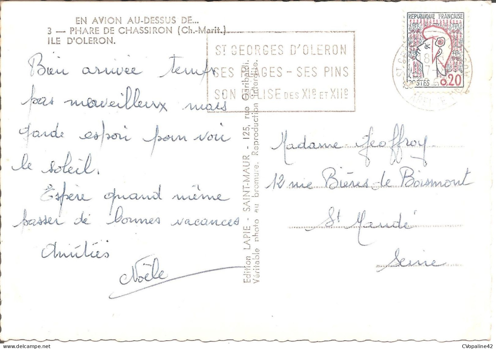 EN AVION AU-DESSUS DE ... PHARE DE CHASSIRON (17) Ile D'Oléron En 1963  CPSM GF - Ile D'Oléron