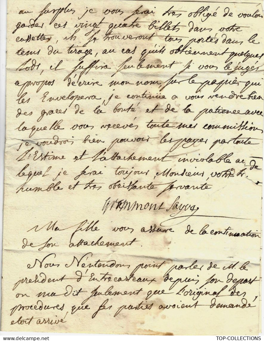 1749 SUPERBE LETTRE Sign.Mme Grammont Sayve Grenoble Pour Roux Négociant Marseille NOBLESSE BANQUE FINANCE CONTENTIEUX - Historical Documents