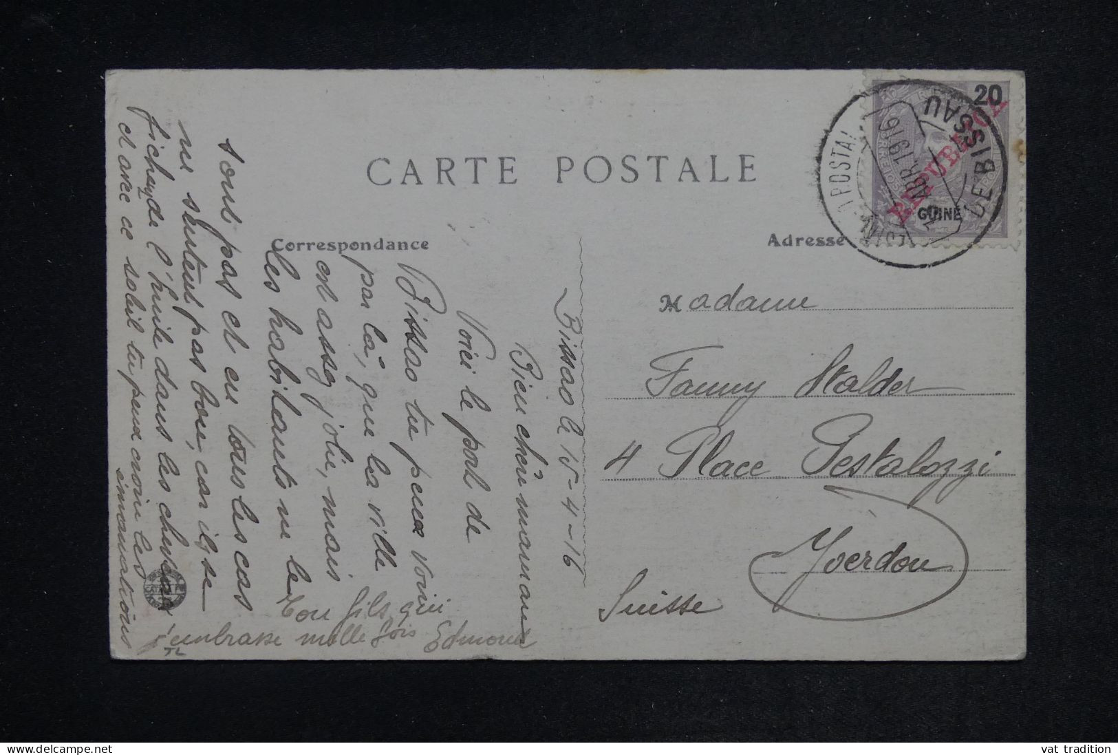 GUINÉE PORTUGAISE -  Carte Postale Pour La Suisse En 1916  - L 152444 - Guinea Portoghese