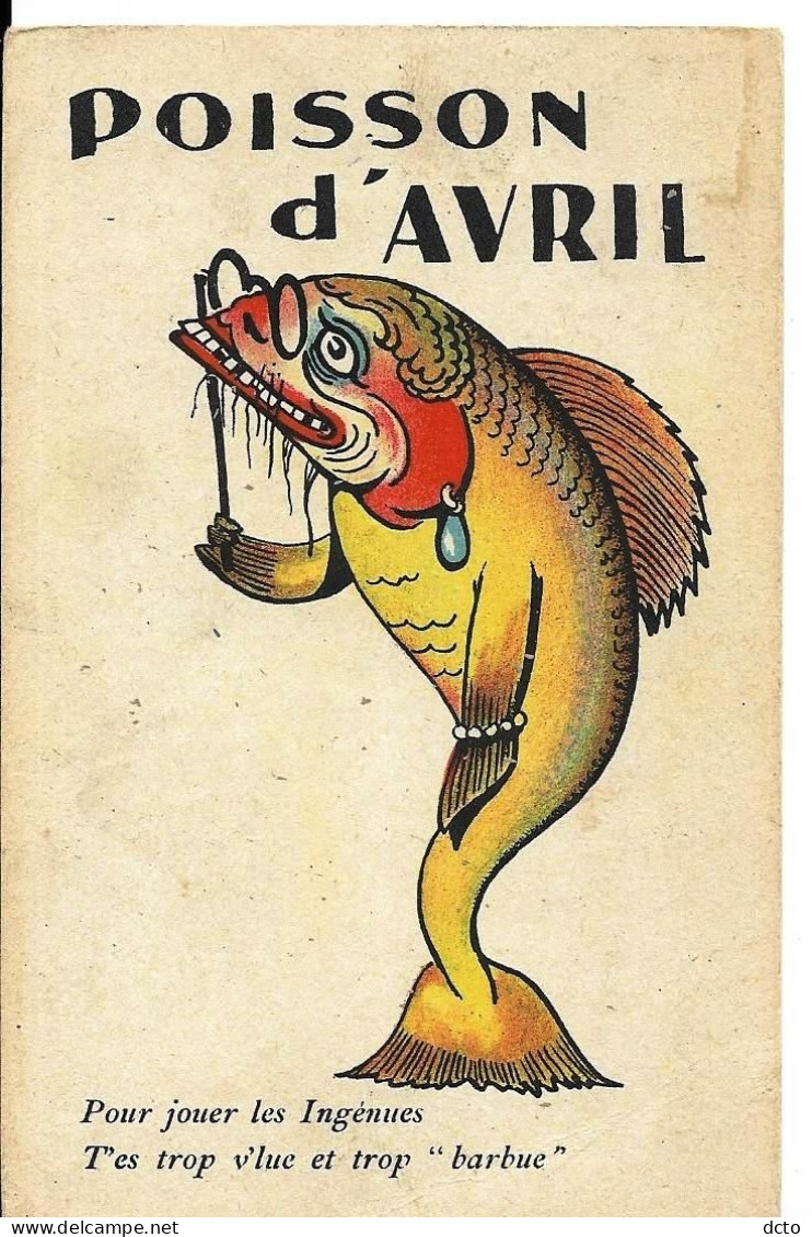 5 Cpa1er Avril, Originales. M Mme (chapeautée), Gentil Messager, 2 Comiques Je Pense à Vous... Jouer Les Ingénues... - 1er Avril - Poisson D'avril