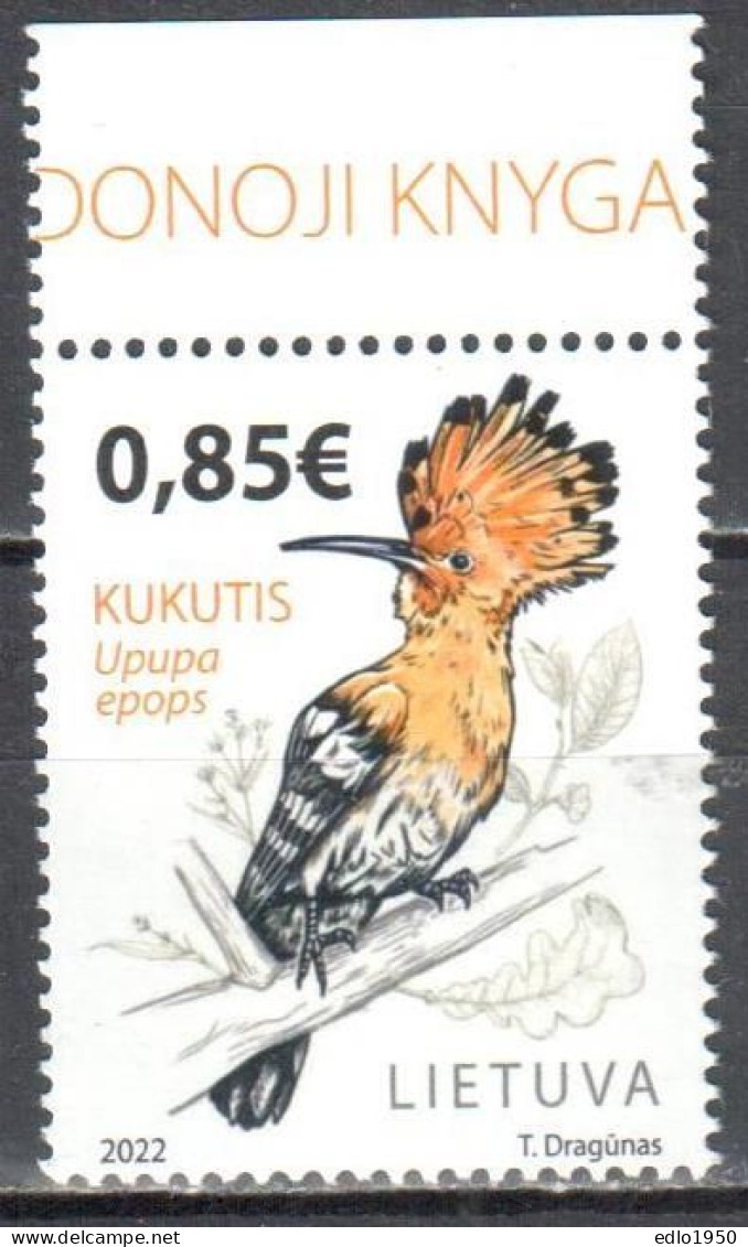 Lithuania Lietuva 2022 Bird - Eurasian Hoopoe - MNH (**) - Lituania