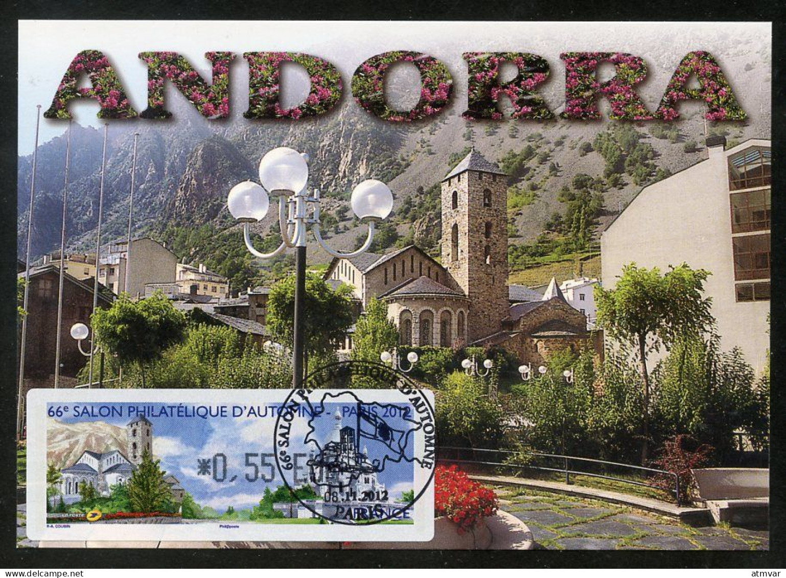 FRANCE (2012) - Carte Maximum Card ATM LISA - 66 Salon D'Automne - Andorra / Andorre - St. Esteve (church, Eglise) - 2010-2019