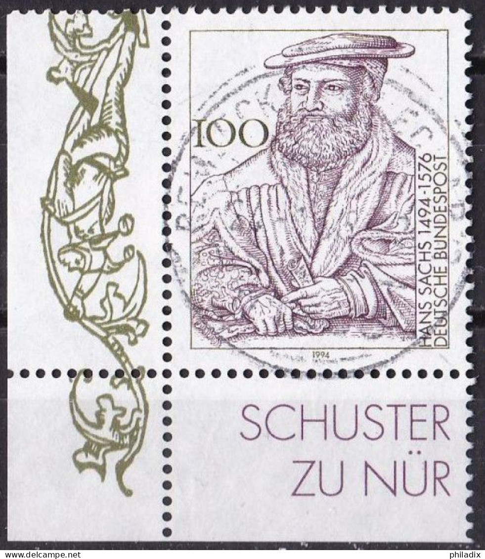 BRD 1994 Mi. Nr. 1763 O/used Eckrand Vollstempel (BRD1-5) - Used Stamps