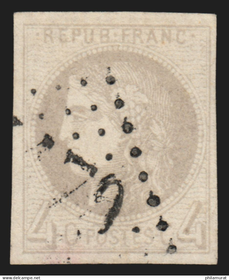 N°41B, Cérès Bordeaux 4c Gris, Oblitéré, Signé CALVES - TB - 1870 Emission De Bordeaux