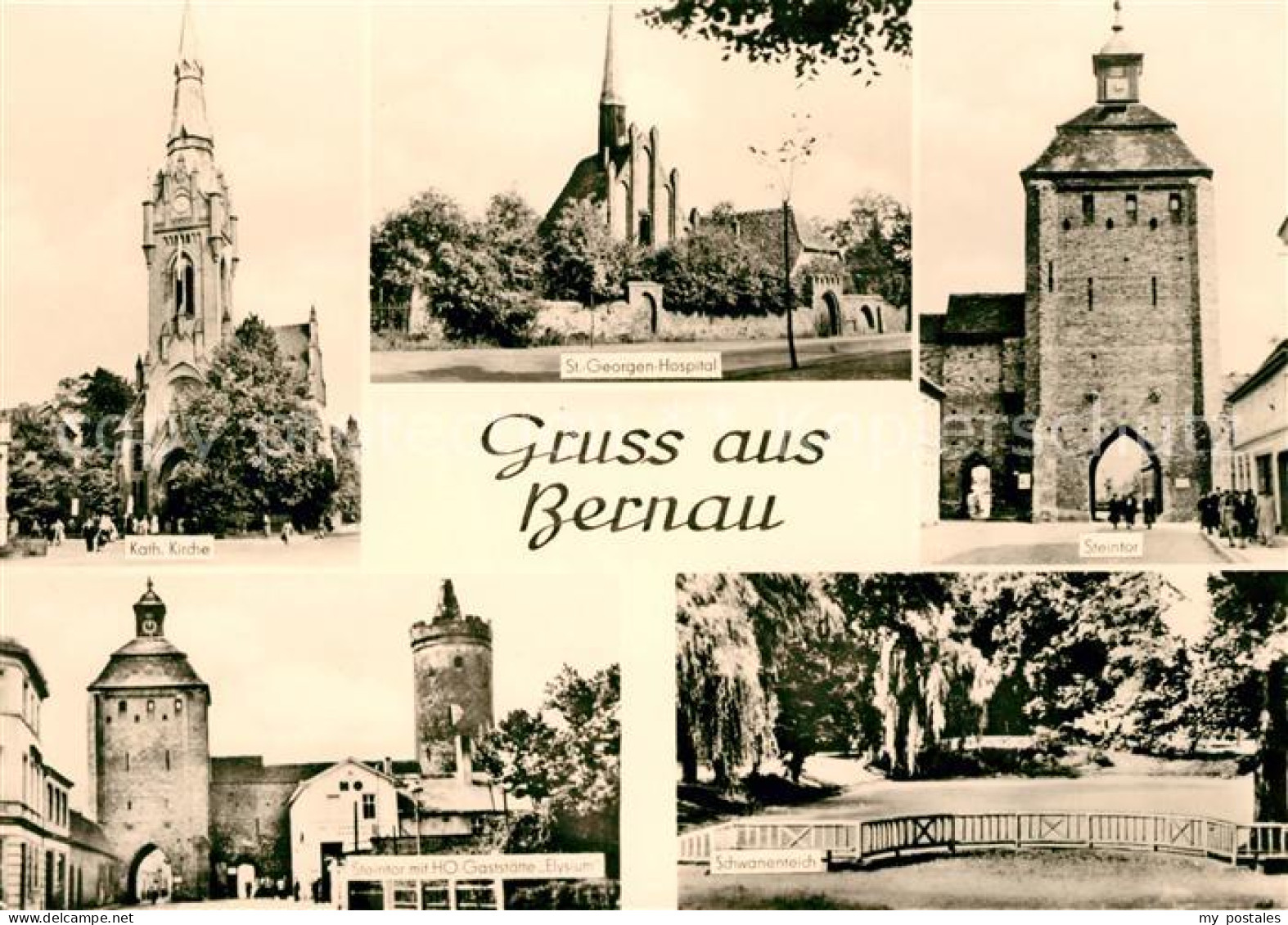 73029977 Bernau Berlin Georgen Hospital Kirche HO Gaststaette Schwanenteich Stei - Andere & Zonder Classificatie