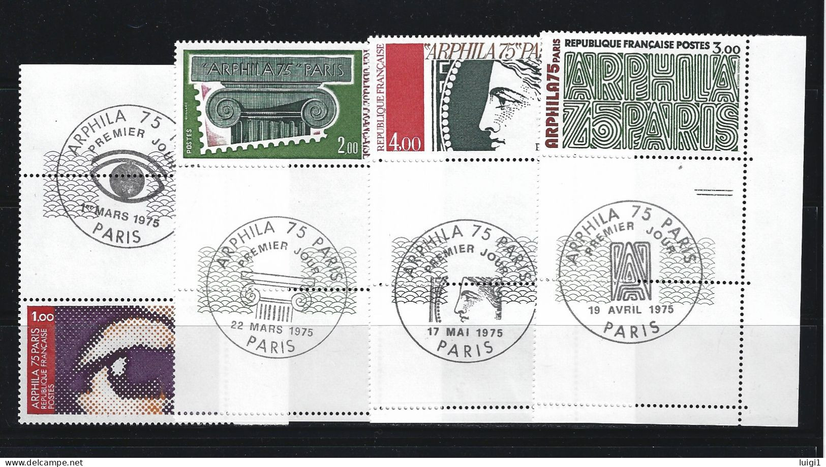 ARPHILA'75 - 1ère Série. Y&T N° 1830 à 1833 Neufs - Avec Cachets 1er Jour Correspondants Sur Marge. TB - Unused Stamps