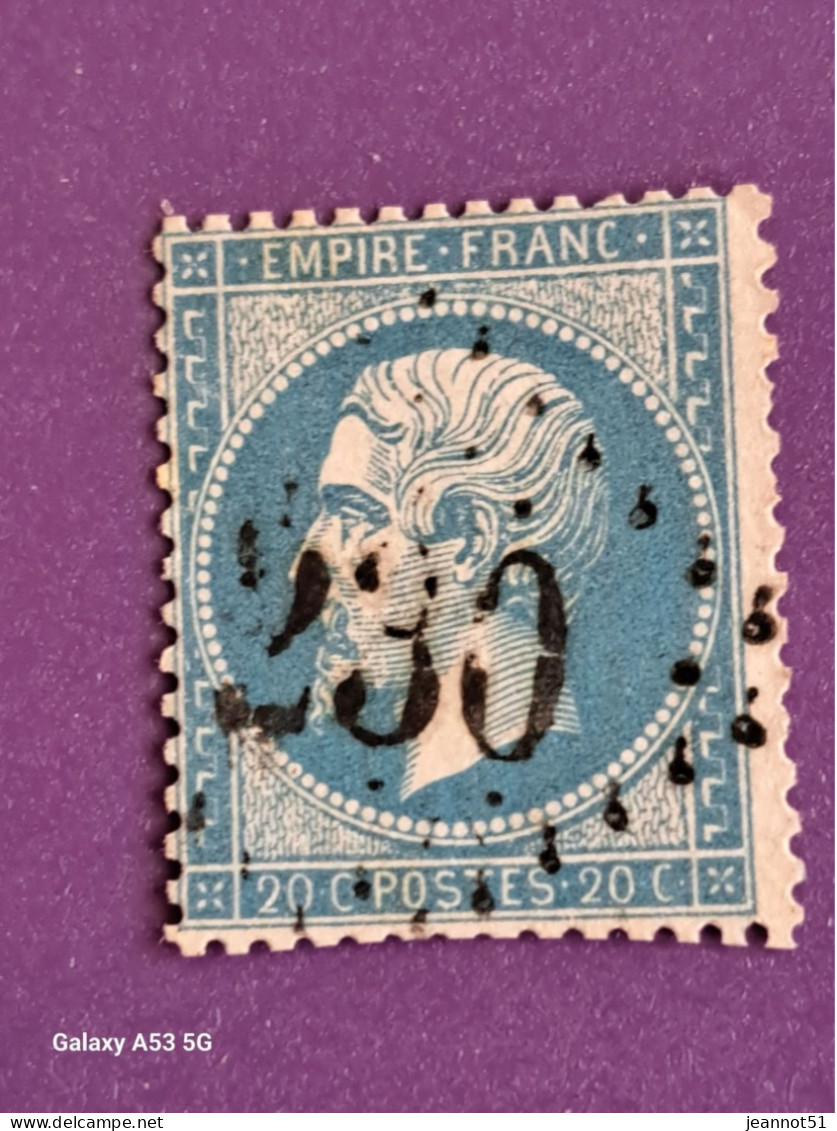 Timbre N° 22 Avec Oblitération Gros Chiffre - 1862 Napoléon III