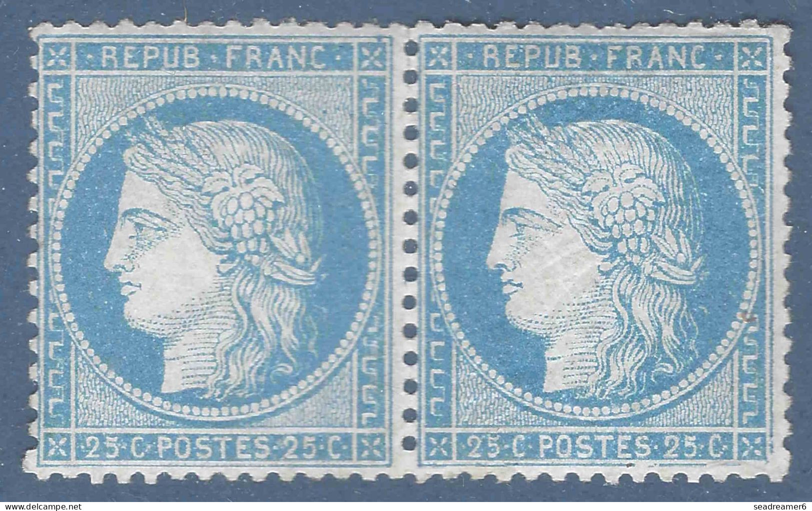 Céres 1871 N°60 Type I * 25c Bleu Position 124 A2 Et 125 A Variétés De Cassures Caracteristiques Du 125 A2 Signé JF.BRUN - 1871-1875 Cérès