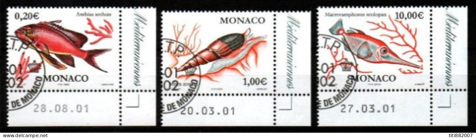 MONACO    -  2002 .   Y&T N° 2328 à 2330 Oblitérés.    Poissons - Used Stamps