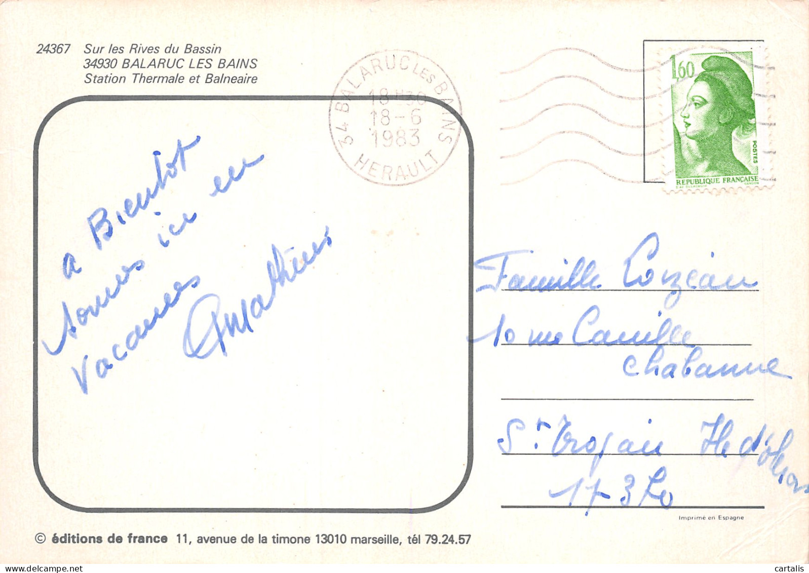 34-BALARUC LES BAINS-N°3815-C/0059 - Other & Unclassified