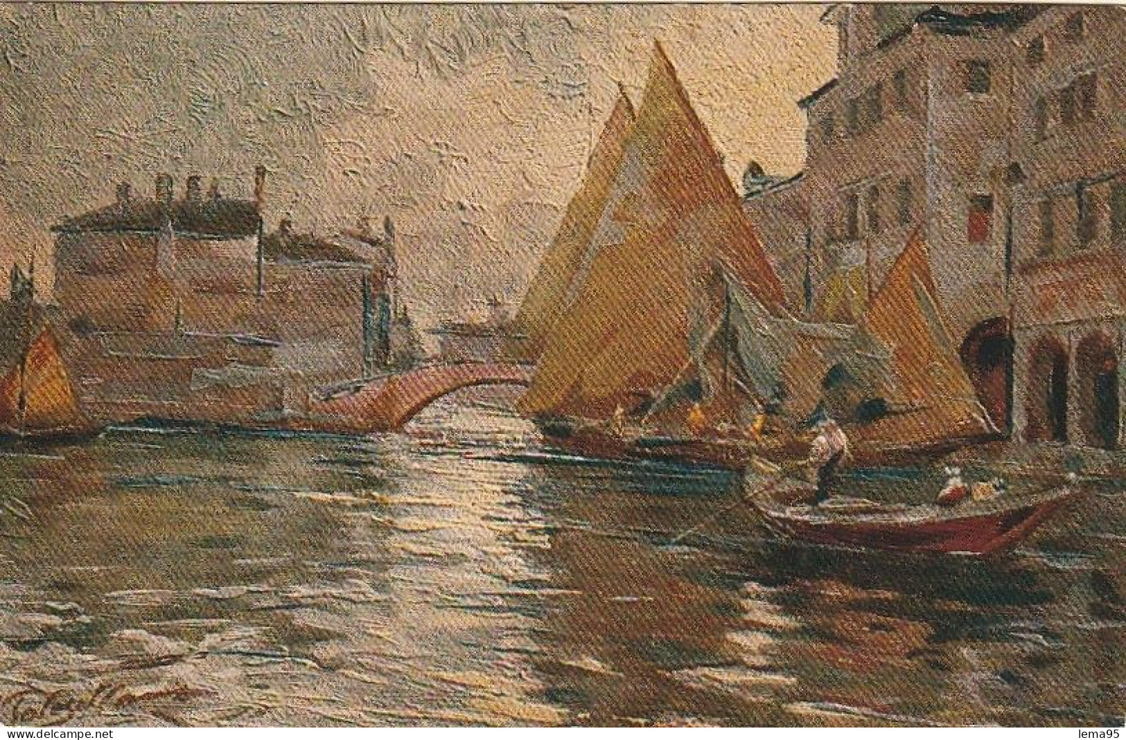 CHIOGGIA CANAL GRANDE DA QUADRO DI EUGENIO POLESELLO FORMATO PICCOLO - Chioggia