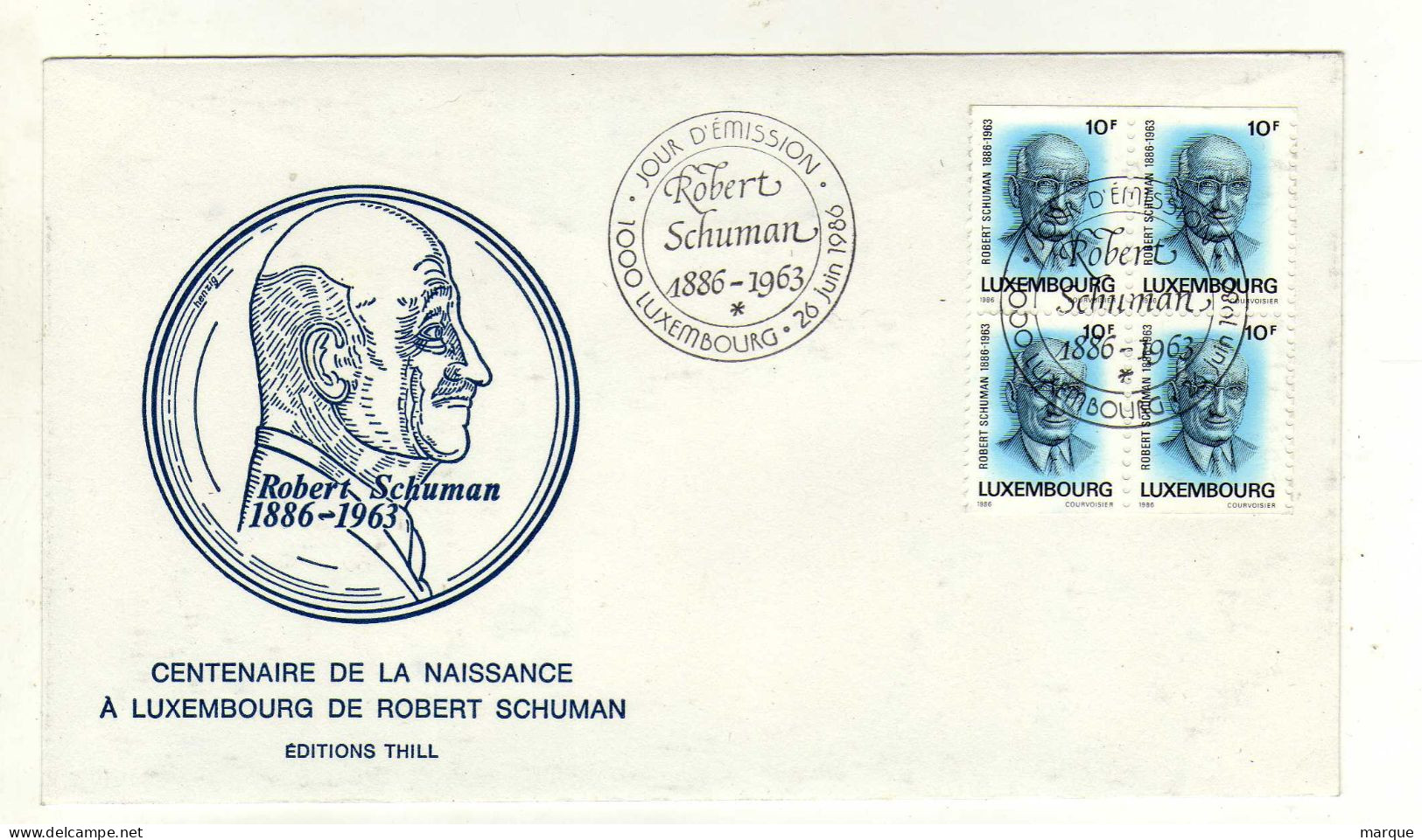 Enveloppe 1er Jour LUXEMBOURG Oblitération 1000 LUXEMBOURG 26/06/1986 - FDC