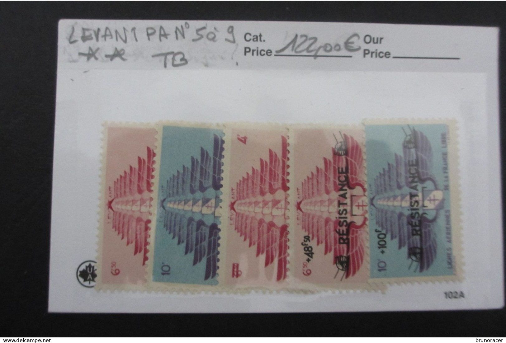 LOT LEVANT POSTE AERIENNE N°5 à 9 NEUF** TB COTE 122 EUROS  VOIR SCANS - Unused Stamps