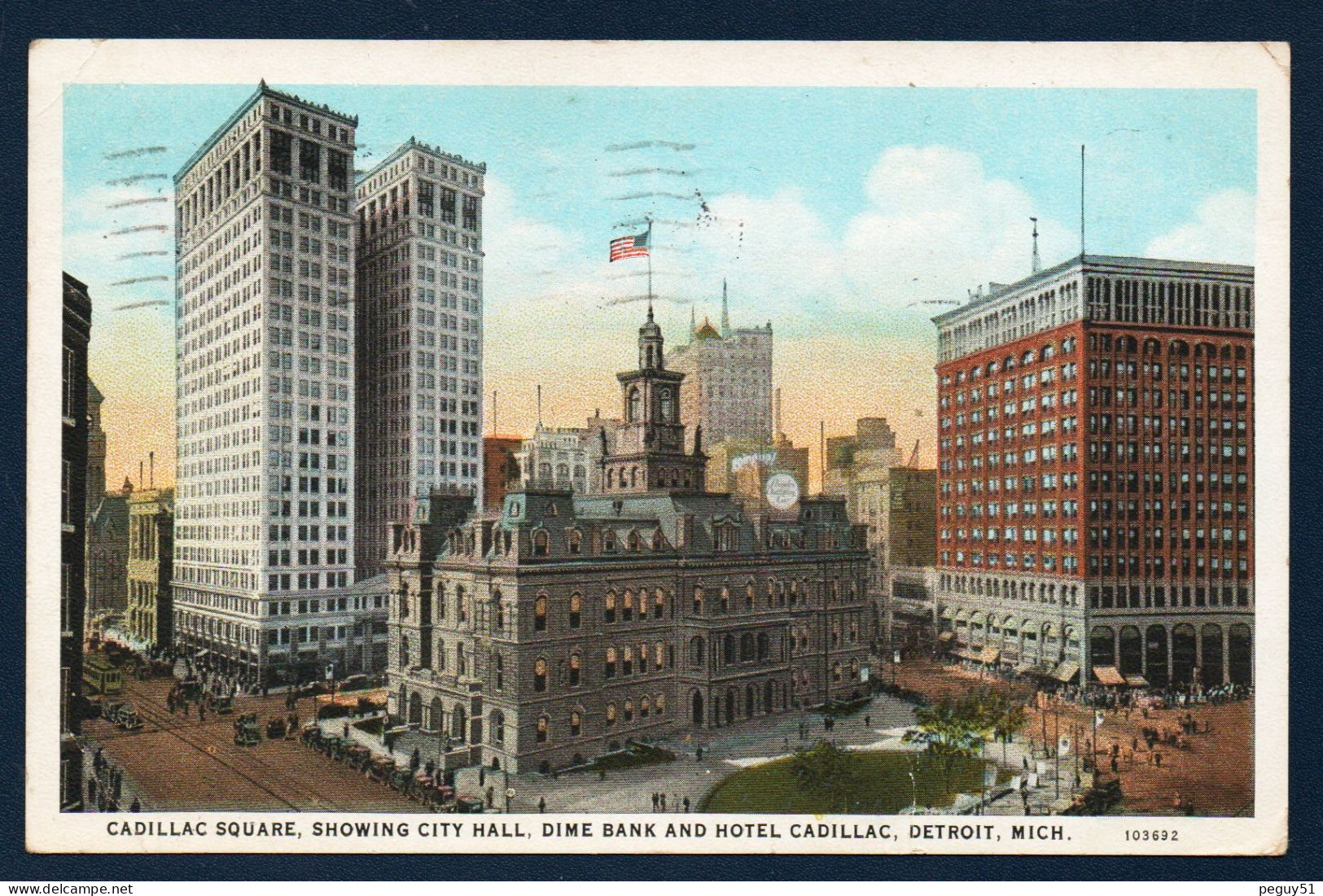 Michigan. Detroit. Cadillac Square, Showing City Hall, Dime Bank And Hotel Cadillac. 1926 - Detroit