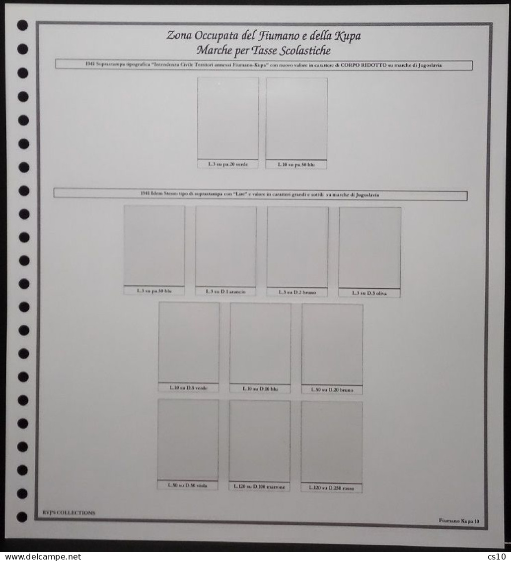 Occupazioni Italiane Nei Balcani Raccolta OMNICOMPRENSIVA MARCHE DA BOLLO "TIPO" - Fogli D'Album Standard 22 Anelli - Fiscaux