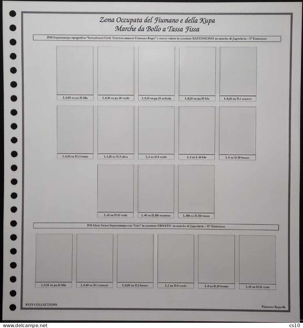 Occupazioni Italiane Nei Balcani Raccolta OMNICOMPRENSIVA MARCHE DA BOLLO "TIPO" - Fogli D'Album Standard 22 Anelli - Otros & Sin Clasificación
