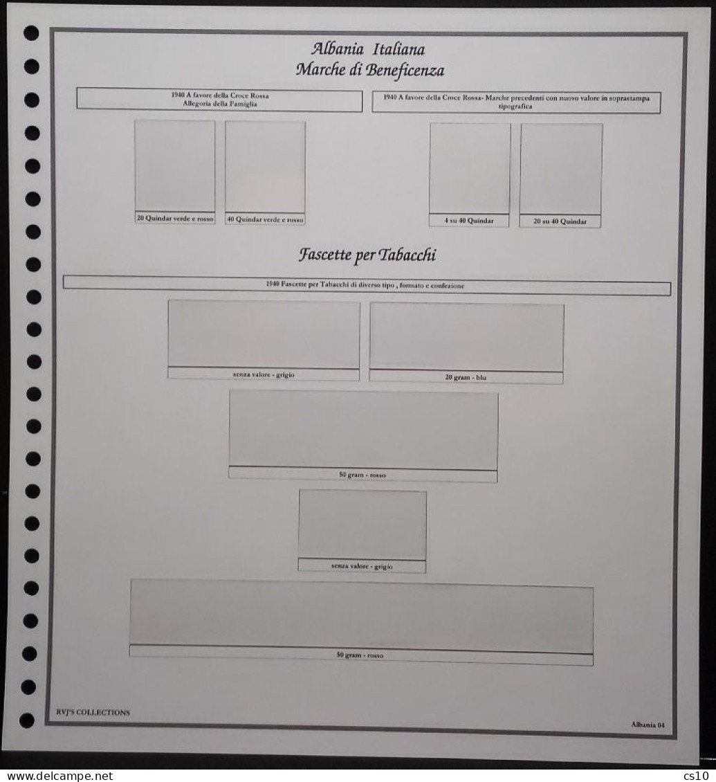 Occupazioni Italiane nei Balcani Raccolta OMNICOMPRENSIVA MARCHE DA BOLLO "TIPO" - Fogli d'Album Standard 22 anelli