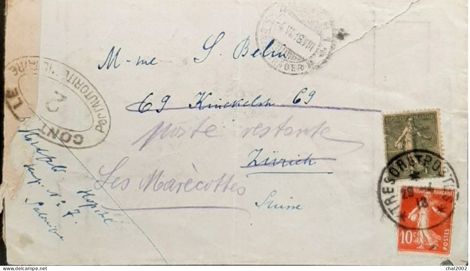 1914 1918  Lettre Controlé Militaire  Oblitération  2          4       Pour Le Valais Suisse - Guerre De 1914-18