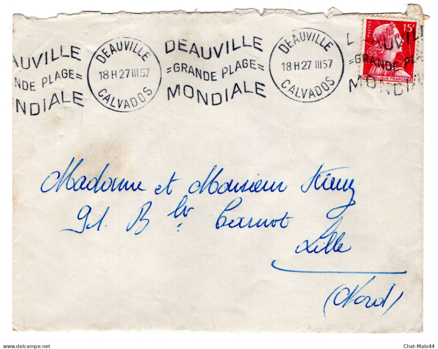 Deauville. Enveloppe Sans Correspondance Avec Cachet à Date Et Flamme, Datée Du 27/III/57 - Other & Unclassified