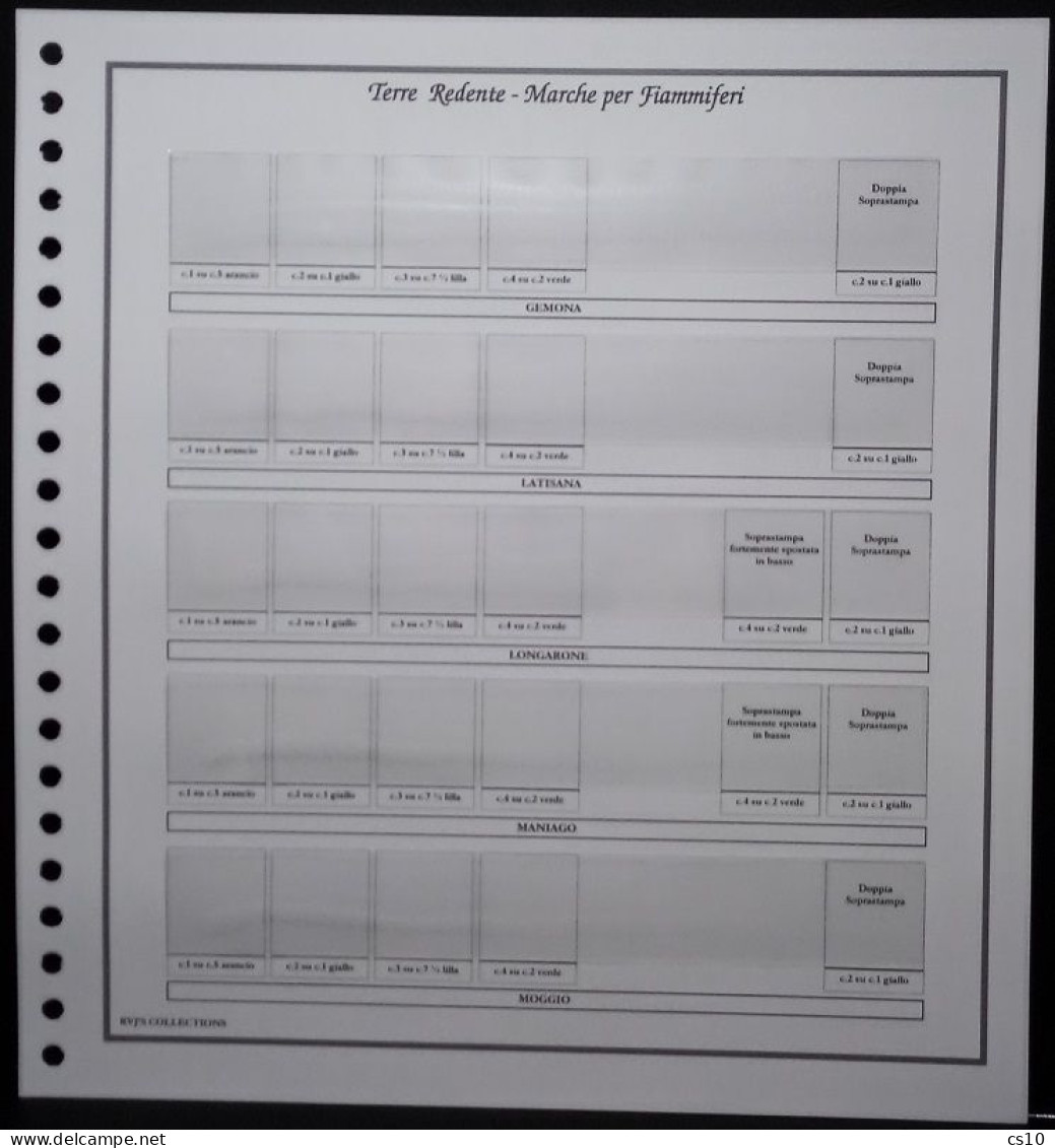 Marche Da Bollo & Fiscali TERRE REDENTE Raccolta  Fogli D'Album Standard 22 Anelli Con Taschine - Revenue Stamps