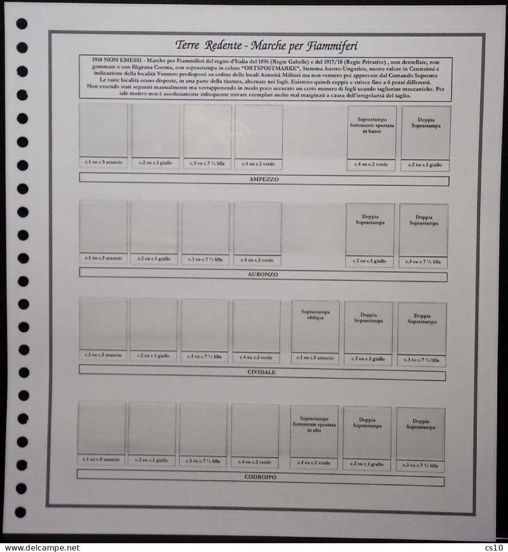 Marche Da Bollo & Fiscali TERRE REDENTE Raccolta  Fogli D'Album Standard 22 Anelli Con Taschine - Geschenkheftchen