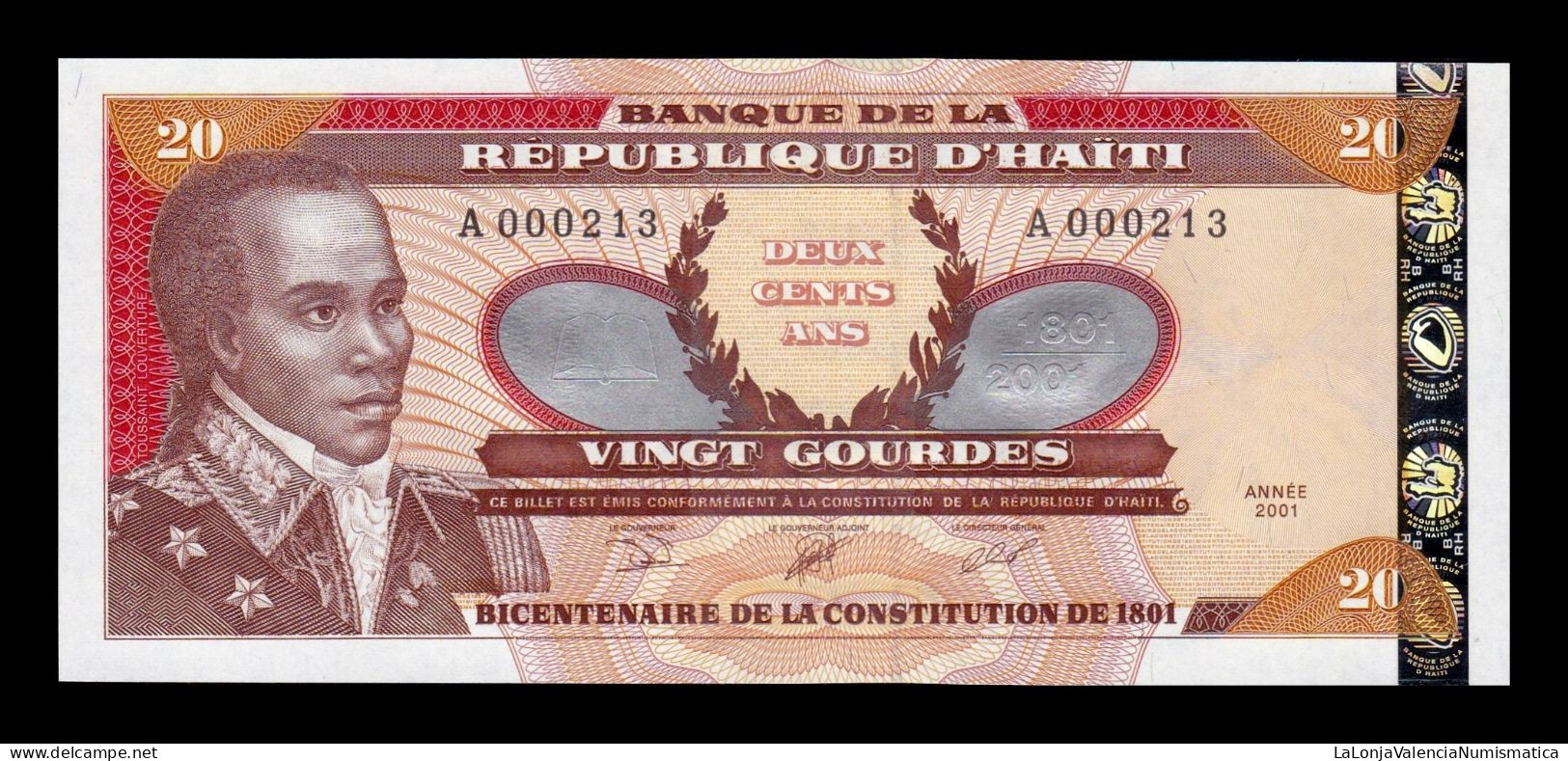 Haití 20 Gourdes 2001 Pick 271Aa Sc Unc - Haïti