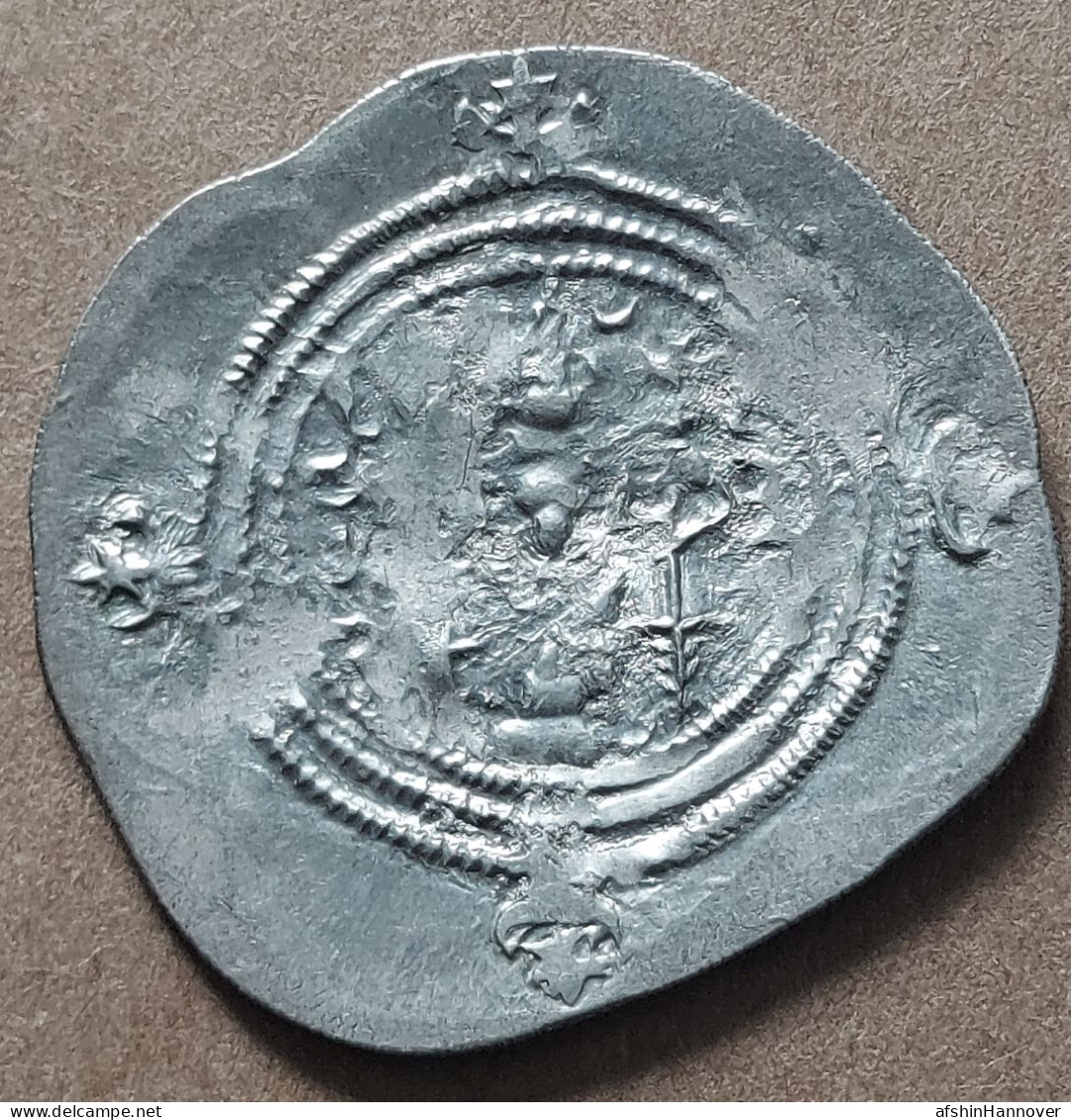 SASANIAN KINGS. Khosrau II. 591-628 AD. AR Silver Drachm Year 12 Mint AY - Orientalische Münzen