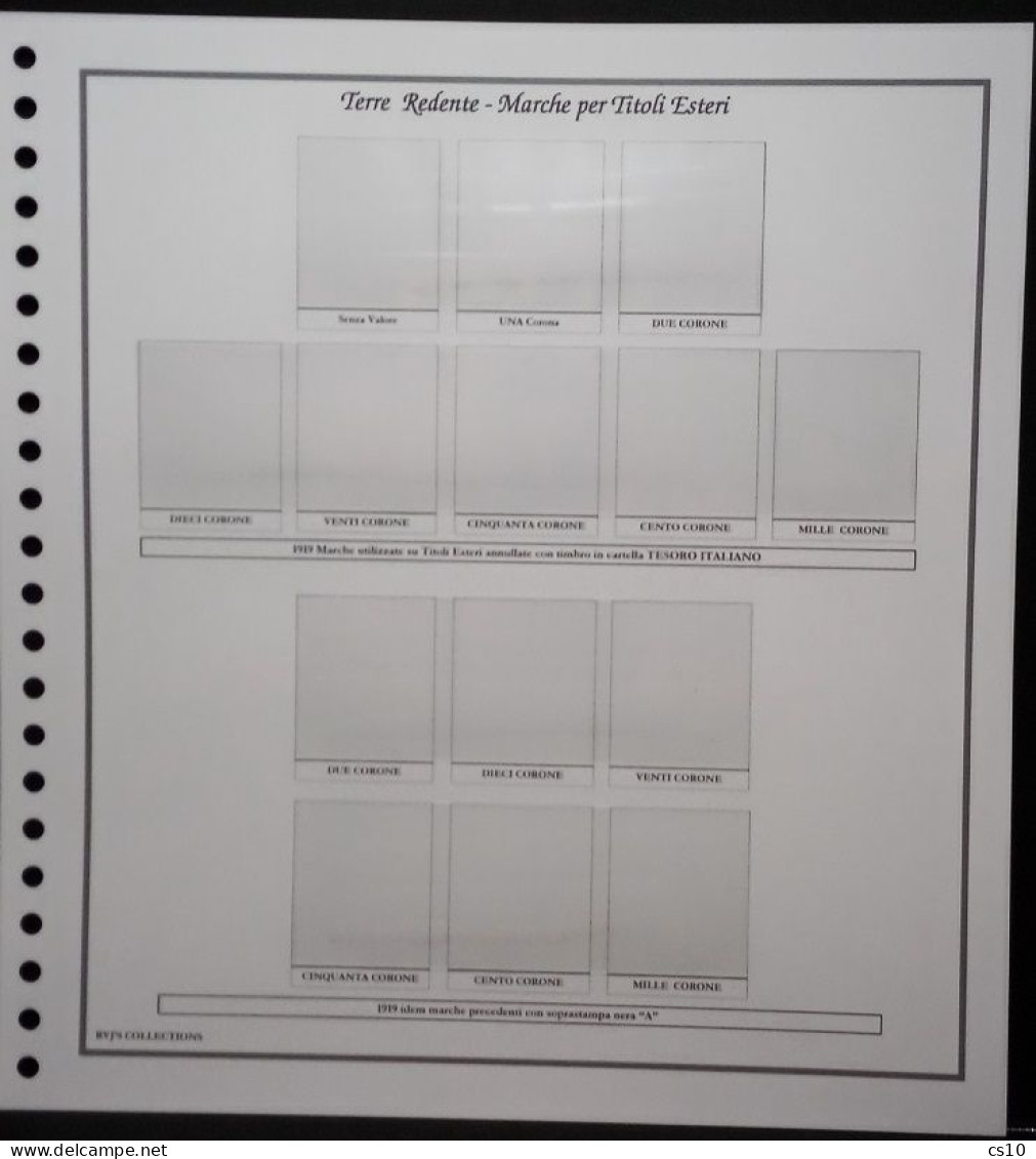 Marche Da Bollo & Fiscali TERRE REDENTE Raccolta  Fogli D'Album Standard 22 Anelli Con Taschine - Pre-printed Pages