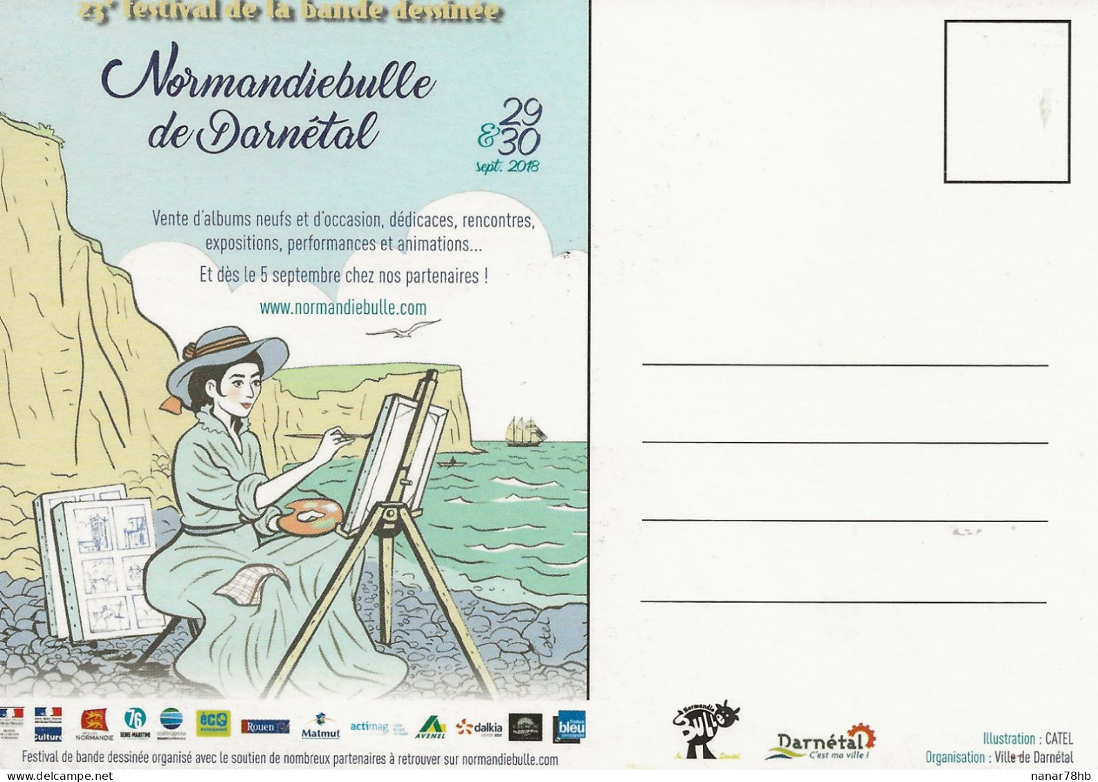 CPM Normandiebulle De Darnetal 2018, 23ème Festival De La Bande Dessinée (dessin De Catel) - Bandes Dessinées