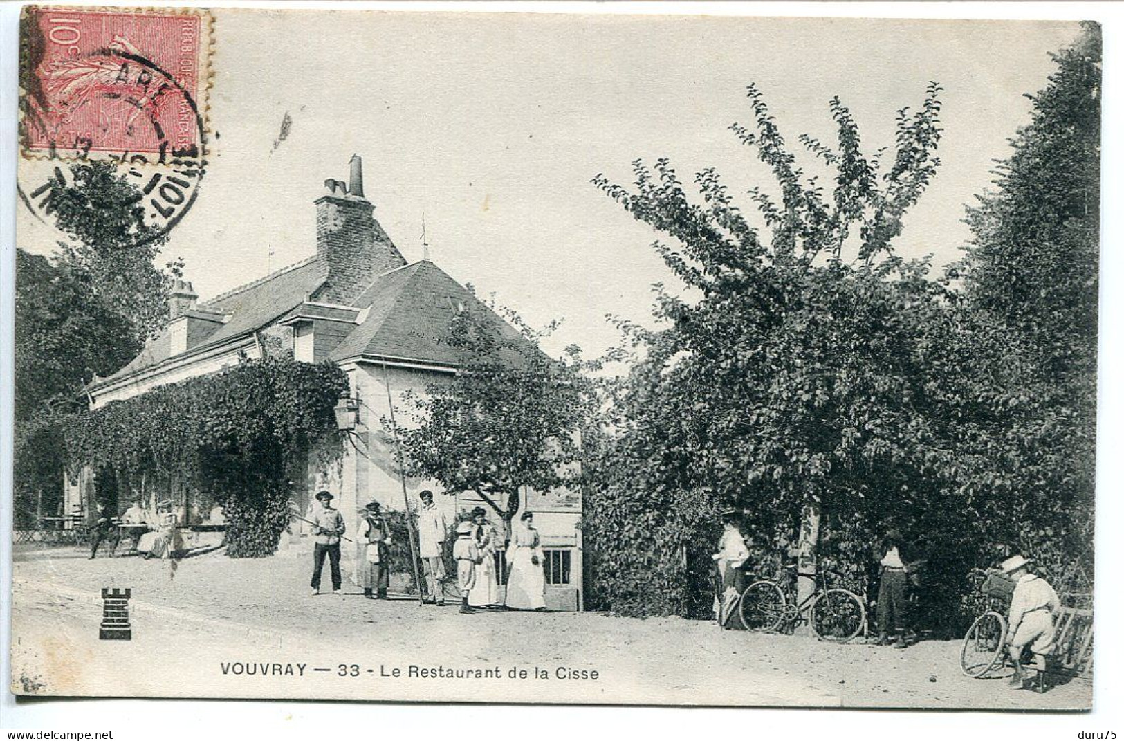 CPA Voyagé 1904 * VOUVRAY Le Restaurant De La Cisse ( Bien Animée Vélos ) - Vouvray