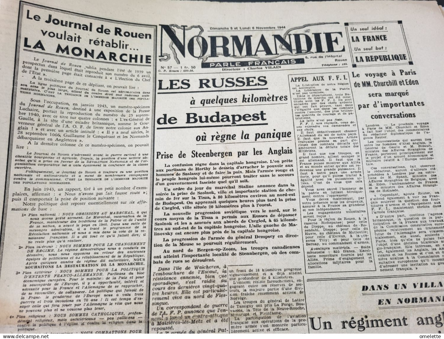 NORMANDIE 44 /ROUEN MONARCHIE /APPEL AUX F.F.I /ALIZAY ANGLAIS /EPURATION  RUE LAURISTON - Otros & Sin Clasificación