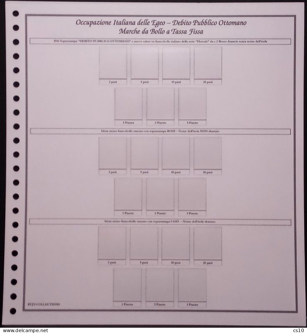 Marche Da Bollo DEBITO PUBBLICO OTTOMANO Isole Dell'Egeo  Raccolta  Fogli D'Album Standard 22 Anelli Con Taschine - Presentation Packs
