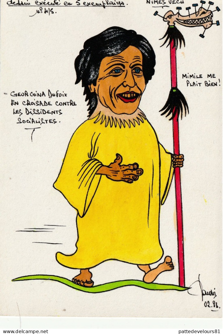 CPM (30) NÎMES Caricature Georgina DUFOIX Ministre Socialiste Tirage Limité RARE LARDIE / JIHEL - Lenzi