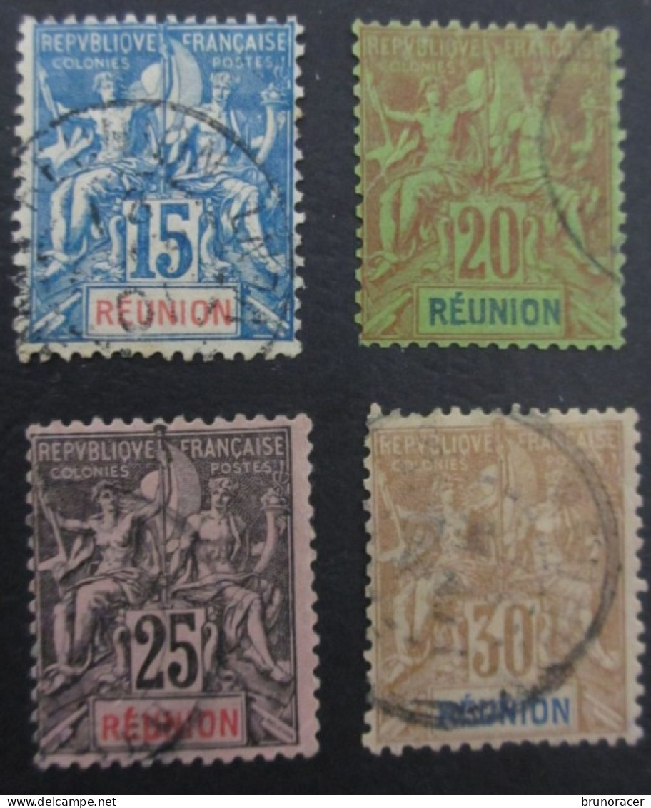 REUNION LOT TYPE GROUPE N°37 à 40 Oblit. TB COTE 34,50 EUROS  VOIR SCANS - Used Stamps