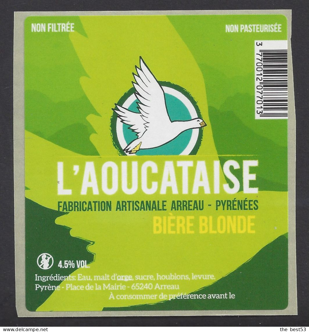 Etiquette De Bière  Blonde  -  Brasserie  L'Aoucataise  à  Arreau   (65) - Birra