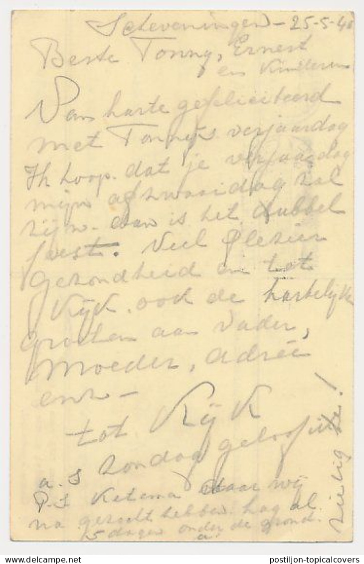 Militaire Dienstbriefkaart Scheveningen - Driehuis Velsen 1940 - Na Capitulatie - Briefe U. Dokumente