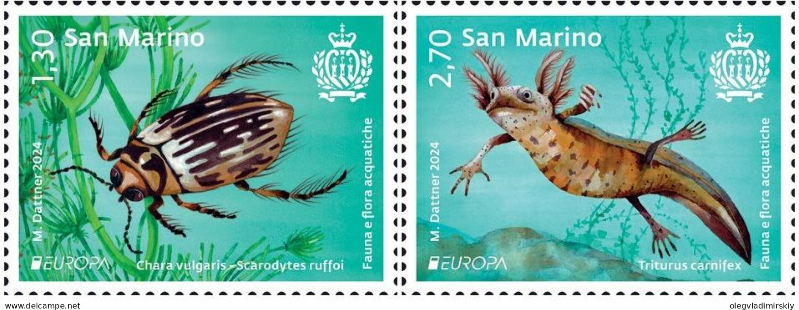 San Marino 2024 Europa CEPT Underwater Fauna Bug Triton Set Of 2 Stamps MNH - Unused Stamps