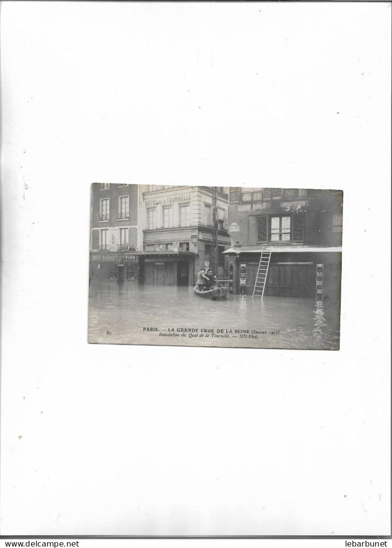 Carte Postale Ancienne Paris (75) La Grande Crue De La Seine-inondation Du Quai De La Tournelle - Paris Flood, 1910
