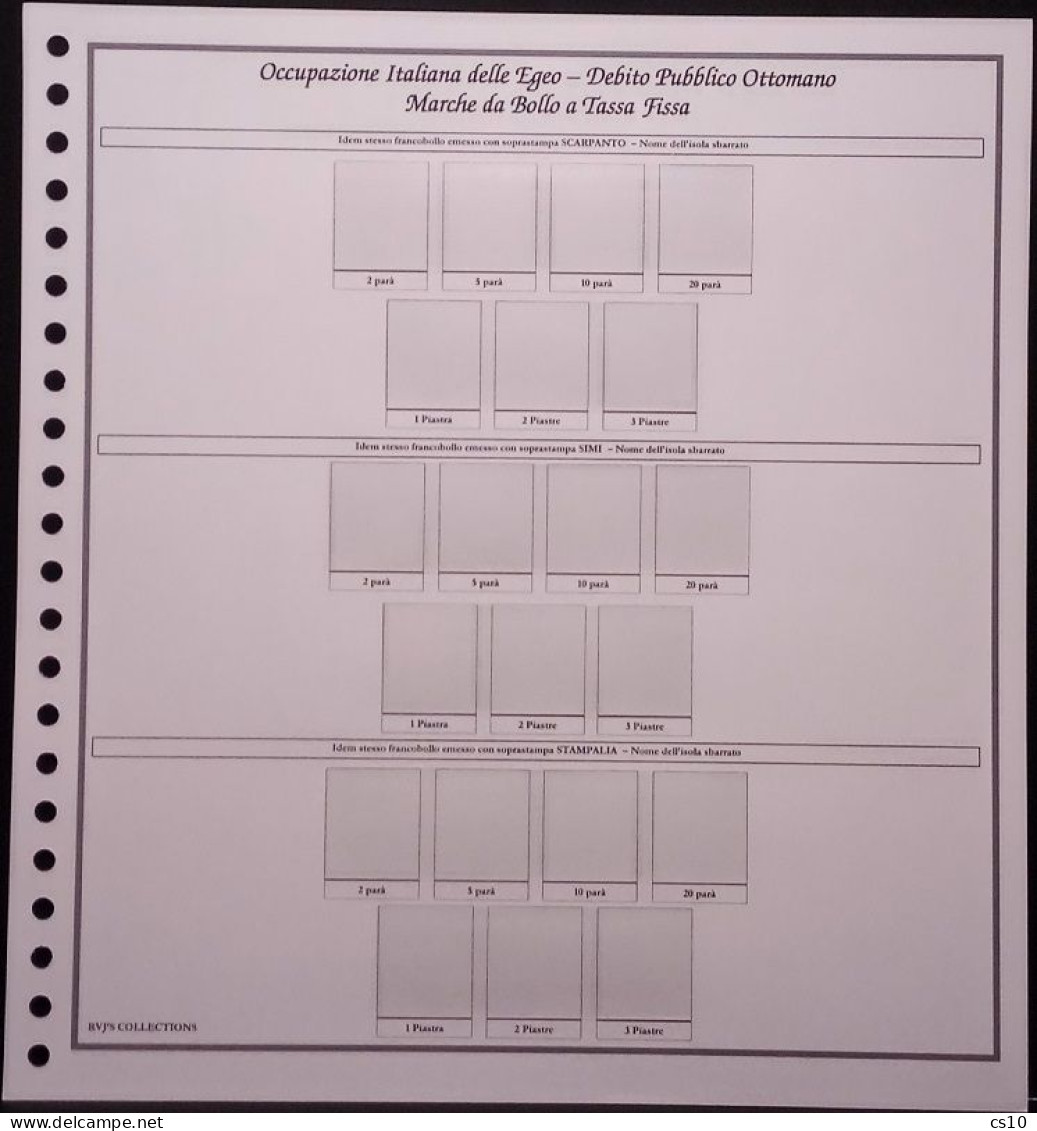 Marche Da Bollo DEBITO PUBBLICO OTTOMANO Isole Dell'Egeo  Raccolta  Fogli D'Album Standard 22 Anelli Con Taschine - Egeo