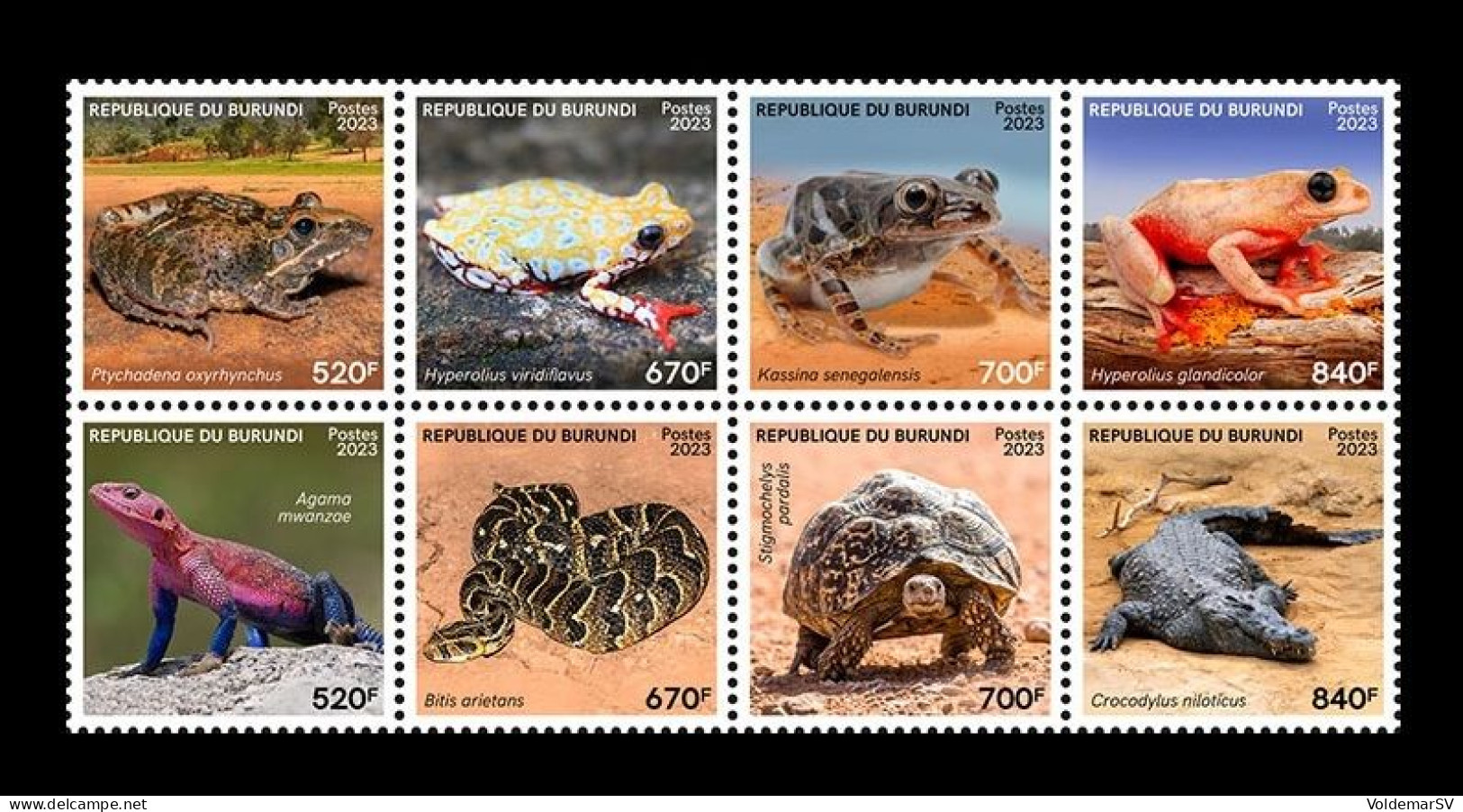 Burundi 2023 Mih. 4014/21 Fauna. Amphibians & Reptiles MNH ** - Nuevos