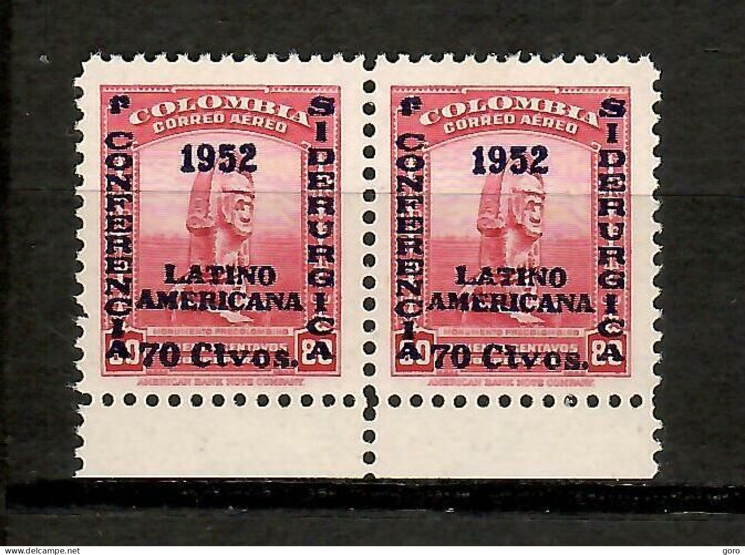 Colombia   1952  .-   Y&T  Nº   232   ( X2 )   Aéreo   ** - Colombia