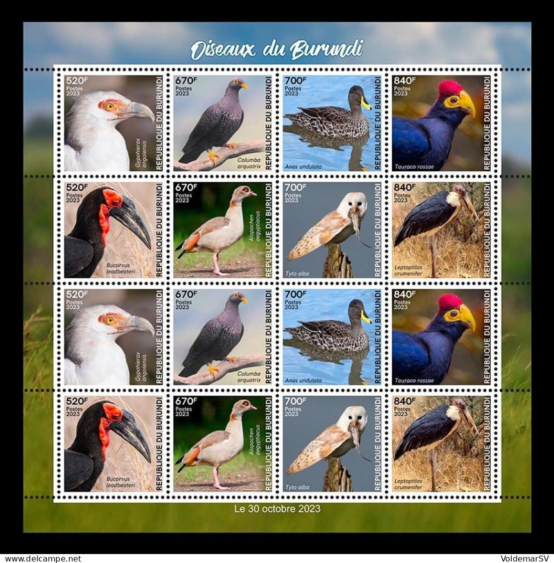 Burundi 2023 Mih. 4030/37 Fauna. Birds Of Burundi (M/S Of 16) MNH ** - Nuevos