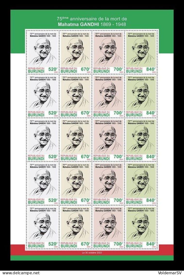 Burundi 2023 Mih. 4043/46 Mahatma Gandhi (M/S Of 20) MNH ** - Ongebruikt