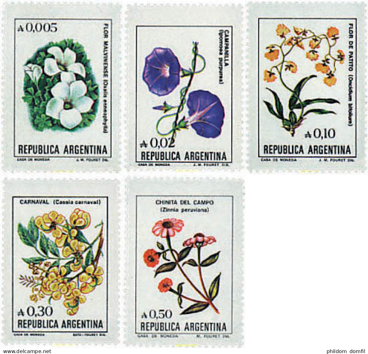 730433 MNH ARGENTINA 1985 SERIE CORRIENTE. FLORES - Unused Stamps